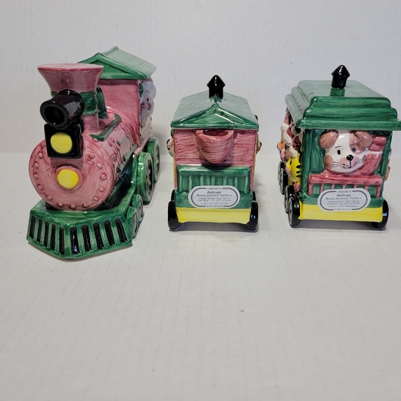 Fitz & Floyd Omnibus Santa's Railroad Teapot Set 5 Piece Boxed Christmas Decor - Picture 3 of 12